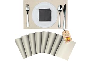 Mondiroso. Pack de 8 Manteles Individuales Mesa Lavables. Salvamanteles Individuales Antideslizantes Mantel Individual para Mesa de Comedor y Cocina. (8, Marfil)