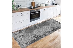 Siunwdiy Runner Carpet for Hallway Non Slip Dark Gray Abstract Washable Home Decor Runners for Kitchen Corridor Living Room Door Mat with Rubber Backing,Width 60/70/80/90/100/120cm,Grey,50x160cm