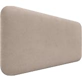 DHOME Upholstered Smooth Rounded Aqualine Fabric Headboard for Wall Acoustic Headboards Absorbent Headboards Bed Bedroom (Bei