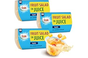 Dole Mixed Fruit In Juice With Cherry 3 x 4 Packs of Assorted Fruits, Healthy Snack, No Added Sugar Fruit Cocktail Bowls, Perfect for Breakfast & Dessert or Adding to Recipes