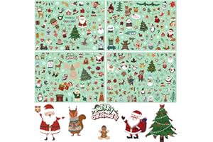 400 Pièces Autocollants de Noël, Duvabien Gommettes Imperméables, Stickers Décoration de Noël Papeterie pour Décoration des Cadeaux Scrapbooking Ordinateurs Albums Journaux
