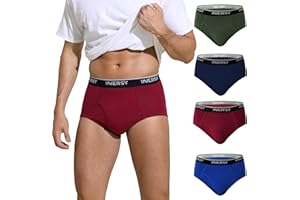 INNERSY Elderly Mens Briefs Underwear Soft Cotton Underpants with Fly High Waist Pants Pack of 4
