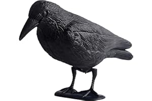 Retoo Czarny Kruk z tworzywa sztucznego, Sztuczna Wróbla, Odstraszacz Gołębi i Kruka, Odstraszacz Ptaków, Naturalna Zwalczanie Szkodników, Odstraszacz Ptaków na Balkon, Ogród, 35 x 22 x 10 cm