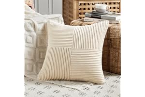 FDTERN Kuddfodral Beige 80 x 80 cm för soffa i manchester modernt mjukt dekorativt korsmönster osynligt blixtlås kuddfodral för soffa sovrum