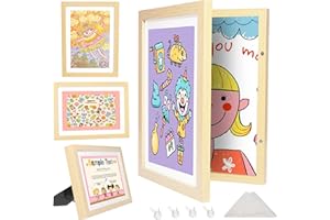 KARBRING Kids Artwork Frames Front Opening A4, 1 Pack Childrens Artwork Display Storage Frame Changeable, 8.5x11 Picture Frame with Stand, Kid Art Frames Creative Gift, Hold 150 Drawings (Walnut)
