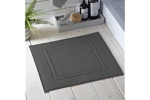 Drift Home Charcoal Shower Mat (50 x 50cm) - 100% Eco Sustainable Cotton - Dark Grey Bathroom Mat, Door Mat, Bathroom Accessory, Absorbent Bath Mat - Abode Eco Collection