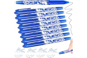 Artbiu 8 Erasable Pens Blue - Rub Out Pens with Eraser, Friction Pen with Rubbers on the End, Erasable Gel Pen that Rub Out for Writing