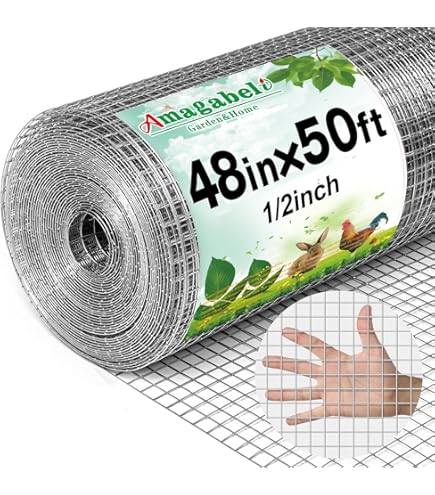 Amagabeli Chicken Wire 0.5Mx25M | 12.7mm Holes | 0.7mm/22m, Galvanized Hexagonal Wire Mesh Fencing Hot Dipped Wire Poultry Net Rabbit Dog Hardware Cloth Garden Animal Enclosure