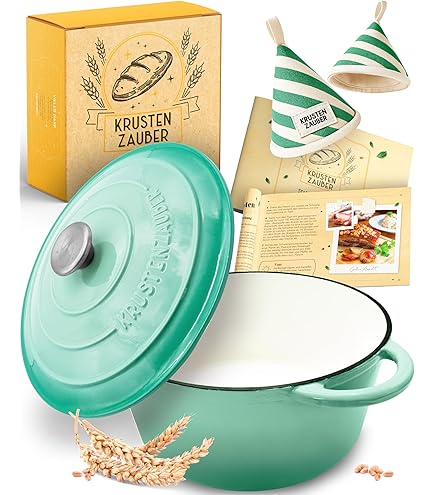 Krustenzauber Potbrood bakken [incl. Gistingsmand] - Hoogwaardige geëmailleerde