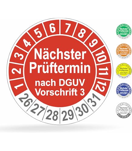 50 Prüfetiketten 30 Mm – Geprüft Nach DGUV Regel 100-500, Prüfplaketten 2025-30, Permanent Klebend, Wetter- & UV-fest – Made In Germany
