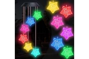Mardiko Wind Chime Light of Solar Power, Wind Chimes for Garden, Windchimes with 7 Color-Changing LED Light, Hanging Solar Lights for Home Yard Patio Party Porch, Star