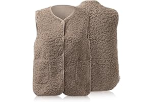 Zommke Teddy Weste Damen,Ärmellos Teddyfleece Weste Damen Herbst Winter Warm,Westen Bequem Einfarbig Plüsch Weste Plüschweste