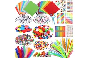DOITEM Pfeifenreiniger Craft Supplies, 1000+Pcs Kunsthandwerk Zubehör Bastelset Kinder, Bastelbedarf für Kinder, Scrapbooking Bastelset