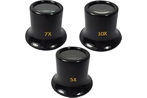BAGOOH Uhrmacherlupe Juwelierlupe 3tlg Set Uhrmacher Auge Okular mit 20 mm Glaslinse Vergrößerung Faktor 5 7 10