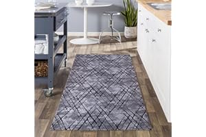 renoazul® Washable Non Slip Soft Abstract Rugs, 80 cm x 150 cm, Amor Grey, Perfect for Kids Room, Dining Room, Lounge, or Bath Room