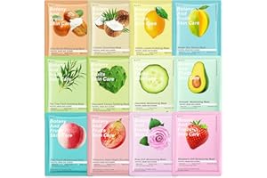 QULLMARTLE 12 Piezas Daily Care Mascarilla Facial,Face Mask Hidratante,Calmante,Mascarilla Facial Hidratante Reparadora,Hidratantes y Nutritivas,Kit de mascarilla facial para hombre y mujer