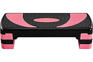 Abician Step de Fitness Stepper d'aérobic 79,5 x 30 x 20cm Réglable sur 3 Hauteurs Marche d'Exercice pour Fitness à la Maison et au Bureau Rose