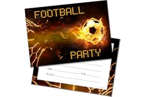Olivia Samuel 20 x Football Birthday Party Invitations from Kids Birthday Invites - A6 Postcard Size with envelopes