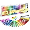 Shuttle Art 24 Colours Gel Crayons for Toddlers, Non-Toxic Twistable Crayons Set for Kids Children Colouring, Crayon-Pastel-Watercolour Effect, Ideal for Paper
