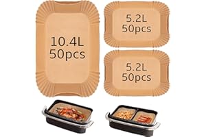 Smlntbu Papier do pieczenia frytkownicy na gorące powietrze, 150 sztuk, akcesoria Airfryer, kompatybilne z Ninja FlexDrawer Dual Zone AF500EU 10,4L, Cosori Dual Blaze Twinfry XXL 10 l, Cecotec 9L