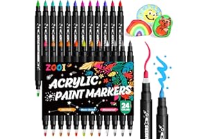 ZOOI 24 Acrylic Paint Pens Marker Pens Colouring Pen, Stocking Stuffers for Teen Gifts for Teenage Girls Birthday Presents, Acrylic Markers, Girls Toys Age 5 6 7 8 9 10, Arts and Crafts for Kids