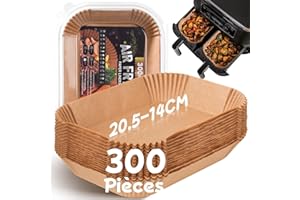 COZOR Papier do pieczenia Air Fryer 300 sztuk, papier siarczanowy do Ninja Foodi Max Air Fryer, 20,5 x 14 cm prostokątny papier do frytkownicy olejowej akcesoria do Ninja AF300EU / AF400EU / Cecotec Double