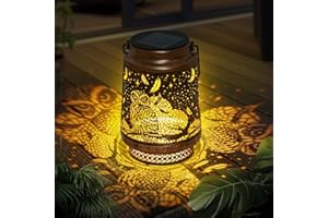 Qoosea Farolillos Solares Exterior Farolas Exteriores Lámparas Farolillos Decorativos con Diseño de Búho Calada Linternas Solare de Hierro para Jardín Terraza, Césped y Senderos
