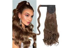 ‎CYBELLEZA Pferdeschwanz Extensions Locken Zopf Haarteil Gewellt Haarverlängerungen Haarteil Synthetik Haarverlängerung für Frauen wie Echthaar Natürliches, Chestnut Brown