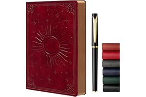 ZXHQ Quaderno in pelle A5 con penna, taccuino per studiare, affari, scrittura di un diario di viaggio, verde scuro, 5.7’‘x8.3’'