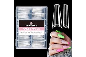 UNA GELLA Ballerina Nageltips 216 Stück Falsche Nagelspitzen für Halbbedeckte Acryl Coffin Nägel Tips für Nagelverlängerung und Nail Art DIY Nagelstudio zu Hause 12 Größen Künstliche Gel Nail Tips