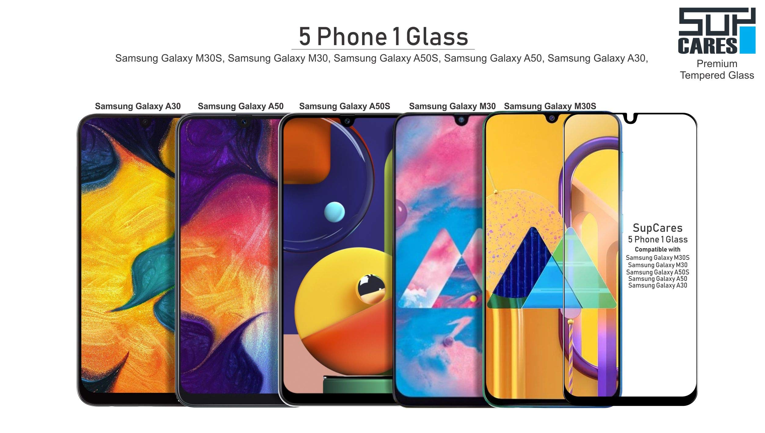 SupCares Edge To Edge Tempered Glass For Samsung Galaxy F41 / M21 / M31 / M30S / M30 / A30 / A50 / A50S With Easy Self Installation Kit | Black for Smartphone - Image 4