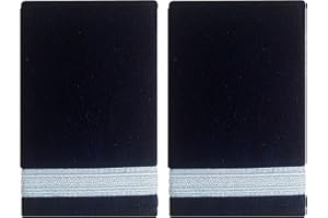 handembroideryuk Black Epaulette with White Stripe | One-Bar Shoulder Epaulettes for Uniform Embroidery | Rank Slide Military Insignia Badge Pair for Airline or Marine Use(Pair)