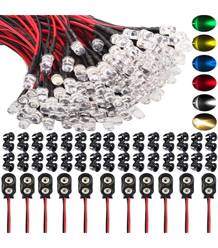 Fafeicy 50 Stück Vorverdrahtete LED-Dioden, 3/5/10 Mm, 9-12 V, Wasserdicht – Weiß, Rot, Blau, Grün Für DIY & Modelle