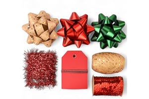 MIJOMA Zestaw wstążek w kółkach, wstążka na prezent, kokardki do prezentów do majsterkowania i pakowania – błyszcząca i matowa (czerwona, 10-częściowy zestaw do pakowania prezentów)