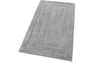 emmevi Tappeto Bagno Puro Cotone Elegante Morbido Scendiletto Antiscivolo Lavabile 50x110 Cm Grigio