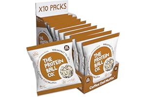 Protein Balls Coffee Oat Muffin by The Protein Ball Co - 100% Natural, Plant Based, Vitamin Enriched, Protein Snacks - 10 x 45g Bags - High Fibre, Gluten Free, No Added Sugar