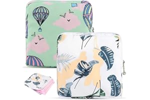 Pomeloone 2 Pezzi Porta Assorbenti da Borsa, Custodia per Assorbenti Igienici, Porta Assorbenti per Assorbenti Igienici in Nylon Portatile con Cerniera per Donna - 13 x 13cm