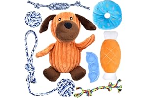MULEVIP Ensemble Lot de 8 de Jouets pour Chiens, Jouet Chien Indestructible, Jouets Couinants pour Chien, Jouets à Mâcher, pour Petit et Moyen Chien,Jouet Interactif Chien - Naturel & Non Toxique