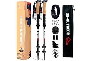 DB-OUTDOOR Trekking Hiking Walking Poles Women and Men - 2 Ultralight 7075 Aluminum Collapsible Hiking Sticks for Men, Natural Cork Grip & Metal Flip Lock Nordic Walking Poles for Men and Seniors