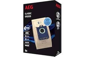 AEG s-Bag GR200S 5 x Bolsas para Aspiradora Classic (paquete de 5 bolsas de papel con alta potencia de succión, filtración óptima y cierre higiénico para una limpieza eficaz y sin polvo)