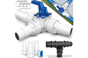 tillvex® Bypass Set Pool 12-TLG. - Ø32 & 38 mm Anschluss | 3-Wege-Ventil & ABS-Adapter | 6X Schlauchschellen & 8m Isolierband – ideal für Sandfilteranlagen, Wärmepumpen & Poolheizung