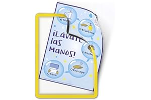 Marco porta anuncios tarifold magneto din a4 dorso adhesivo removible color amarillo pack de 2 unidades