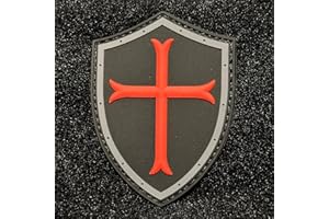 TS TACTICAL STORE Patch militaire, bouclier tactique, chevaliers, templiers, croisés, 3D, PVC, robuste, système de fixation, crochet et boucle, insigne Templier pour sac à dos, airsoft, survie, extérieur, crossfit