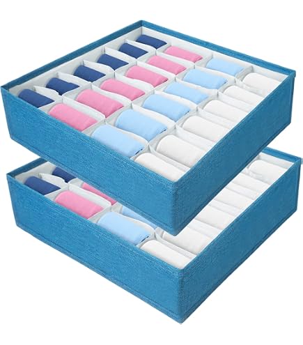 Set 2 Organizer Per Cassetti NARAMAKI – 6 E 16 Scomparti – Pieghevole 32x32x12cm Per Biancheria E Calzini - 3