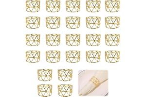 VZU Lot de 24 ronds de serviette en métal doré - Vintage creux - Décoration de table - Pour fête de mariage, dîner, anniversaire