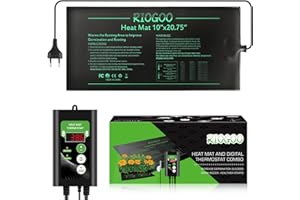 RIOGOO Setzling-Heizmatte und Thermostat-Set, wasserdichtes Gewächshaus-Heizkissen 10" x 20,75" Keimungs-Wärmematte