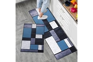 LY4U 2 Pezzi Tappetino da Cucina Antiscivolo Set di Tappeti da Cucina, Tappetini e Tappeti Moderni Lavabili per Corridoio, Sala da Pranzo e Ingresso, 50x80cm + 50x150cm