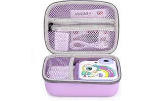 Ixydor Funda para Cámara Infantil, Estuche Funda para Niños Compatible con Gofunly/YORKOO/OPERHOO/CHRERNA/YKSLEMON/CKATE Cámara Instantánea para Niños, Caja de Almacenamiento para Cables y Accesorios