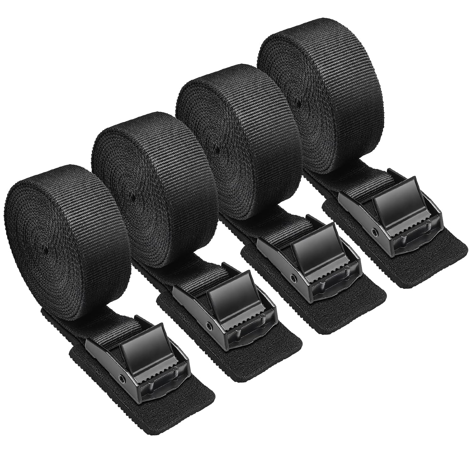 Aulese 4 stuks spanbanden, zwart, draagkracht 250 kg, sjorbanden van 2,5 m, bevestigingsriemen met roestvrijstalen gesp, spanriem, bevestigingsgordel voor auto, bagagedrager fiets en camping