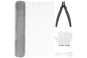 Crihovy Malla de Alambre para Pollo, Mallas para Gallinero 0.4x10m, Malla Conejera para Cercados, Malla Metalica Galvanizada Hexagonal, para Cercado de aves de Corral de Jardín y Decoración del Hogar